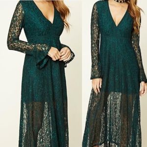 Forever 21 Emerald Green High Low Lace Dress